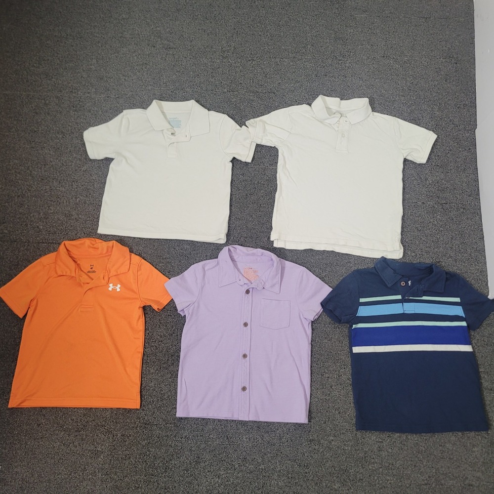 Cat & Jack Size 4T Polo Shirt Lot of 5 Boys Mixed Brand White Orange School Fall